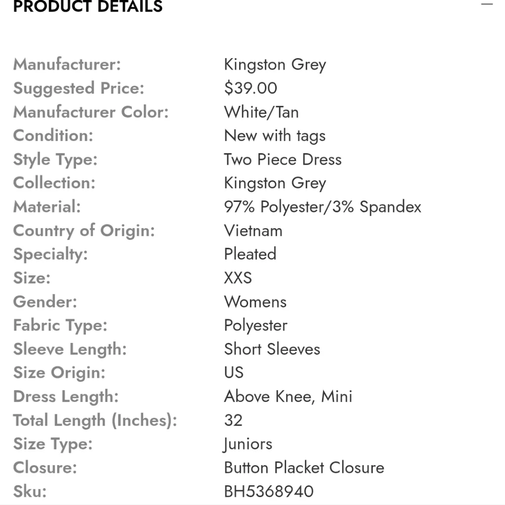 NWT Dress Set 2-Piece Kingsron Grey XL Tan Plaid Set Coords Cute Bn-3060